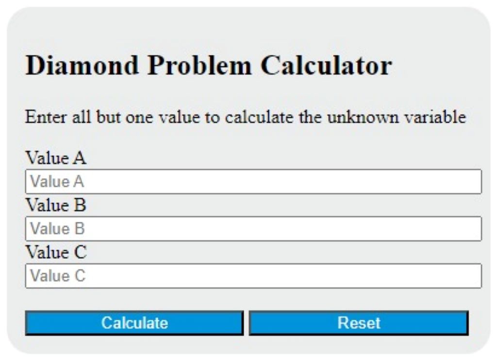 Diamond Problem Calculator