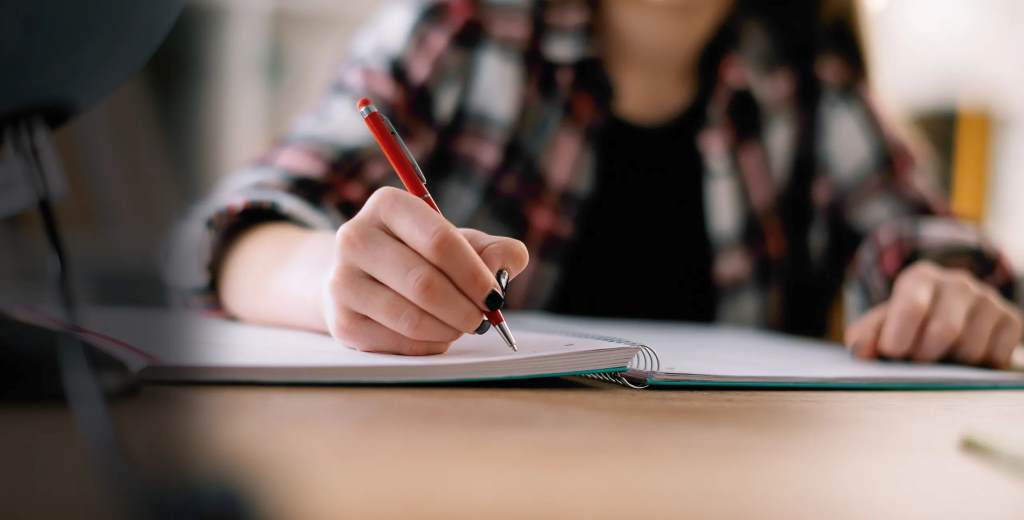 Sample AP Lang multiple-choice question sheet with annotations for evidence and rhetoric.