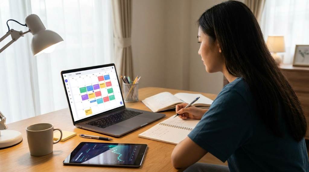 AI study planner dashboard showing personalized learning schedule and productivity tracking