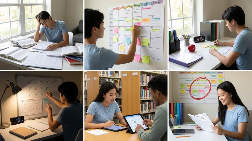 Organized exam preparation schedule showing revision cycles and study sessions