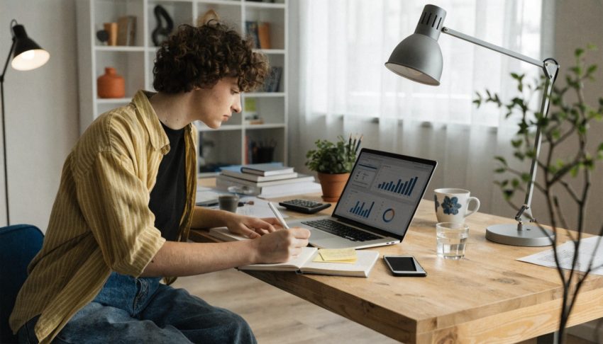 Optimize your affiliate marketing content strategy. Analyze real-time dashboard data and plan high-converting campaigns from a modern home office.